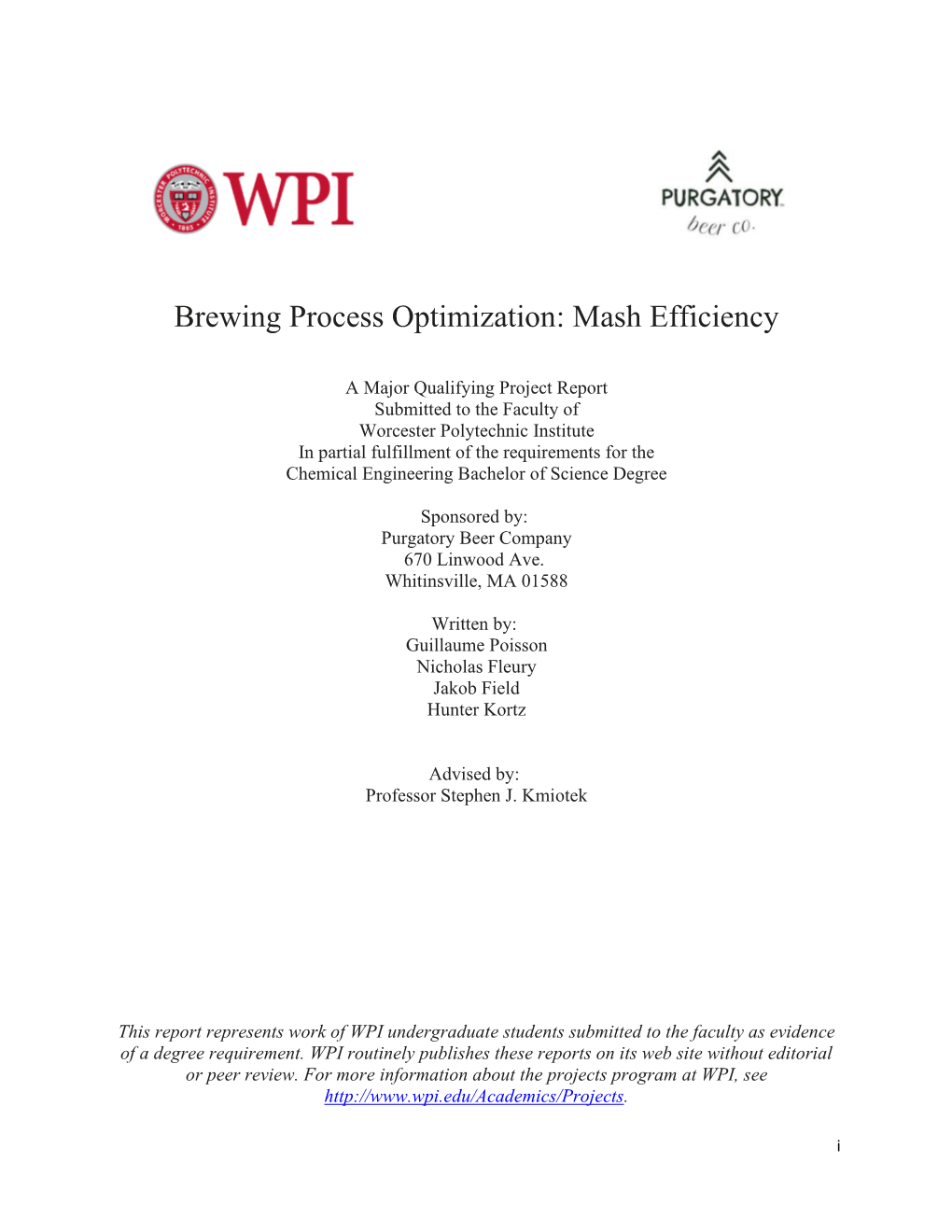 Brewing Process Optimization: Mash Efficiency