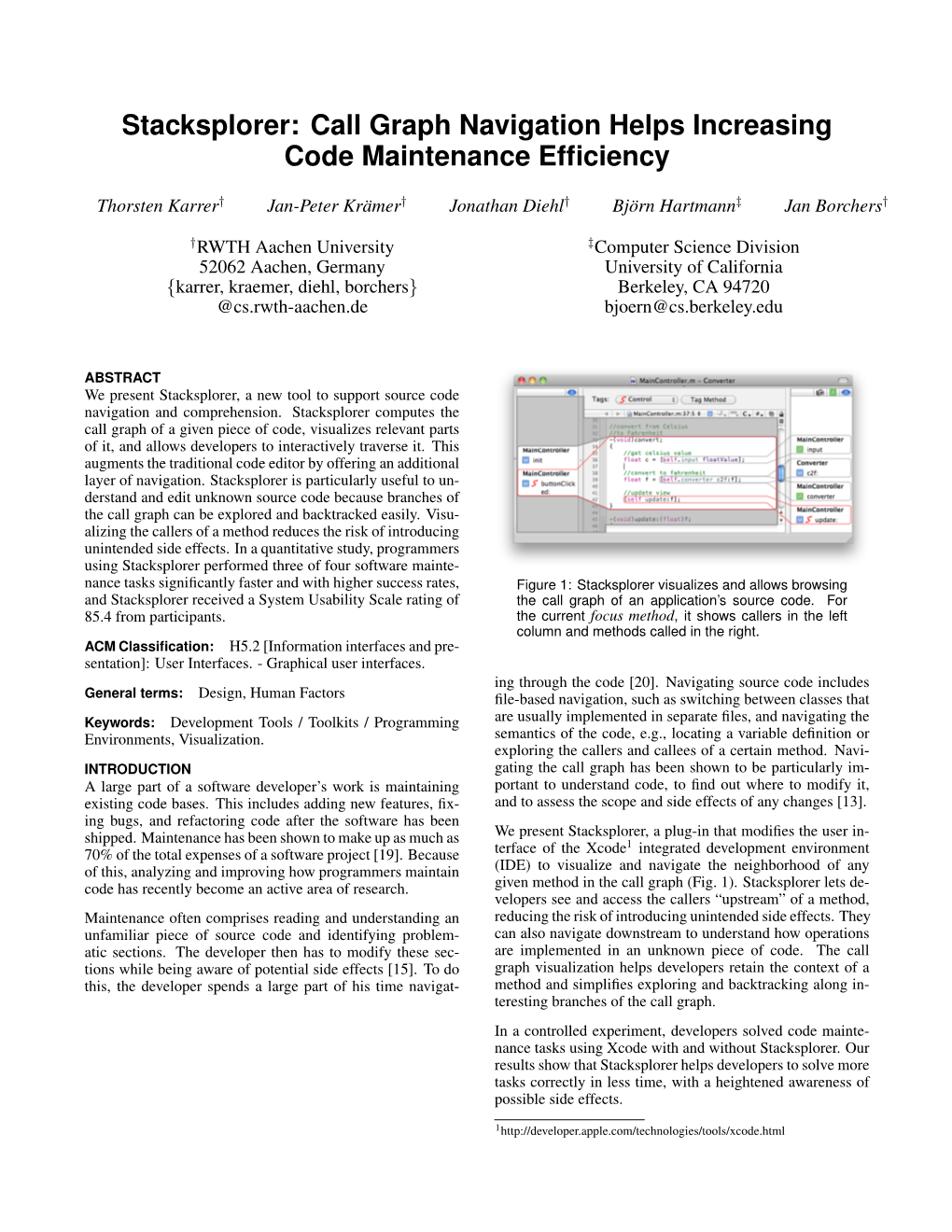 Call Graph Navigation Helps Increasing Code Maintenance Efﬁciency