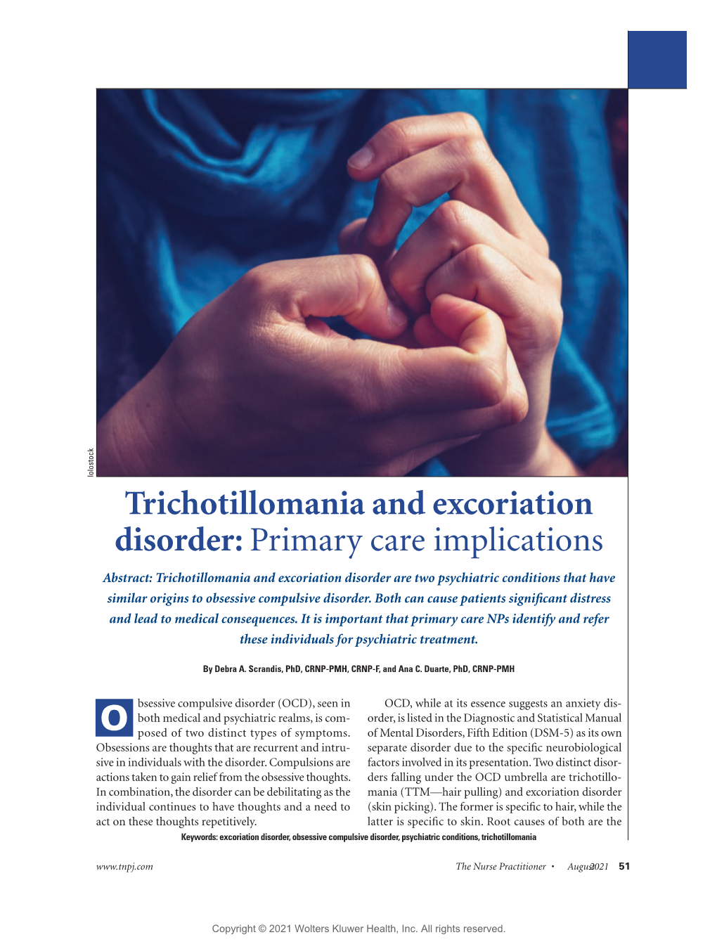 O Trichotillomania and Excoriation Disorder: Primary Care Implications