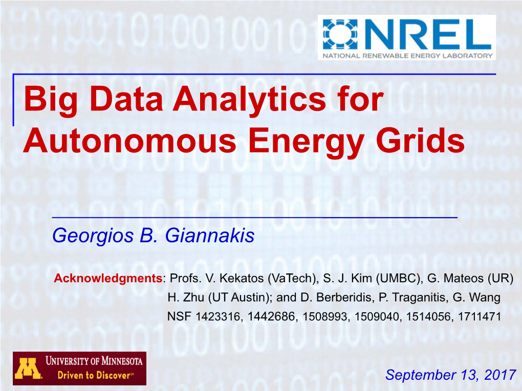 Big Data Analytics for Autonomous Energy Grids