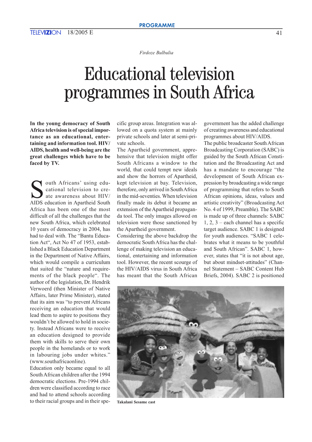 Educational Television Programmes in South Africa