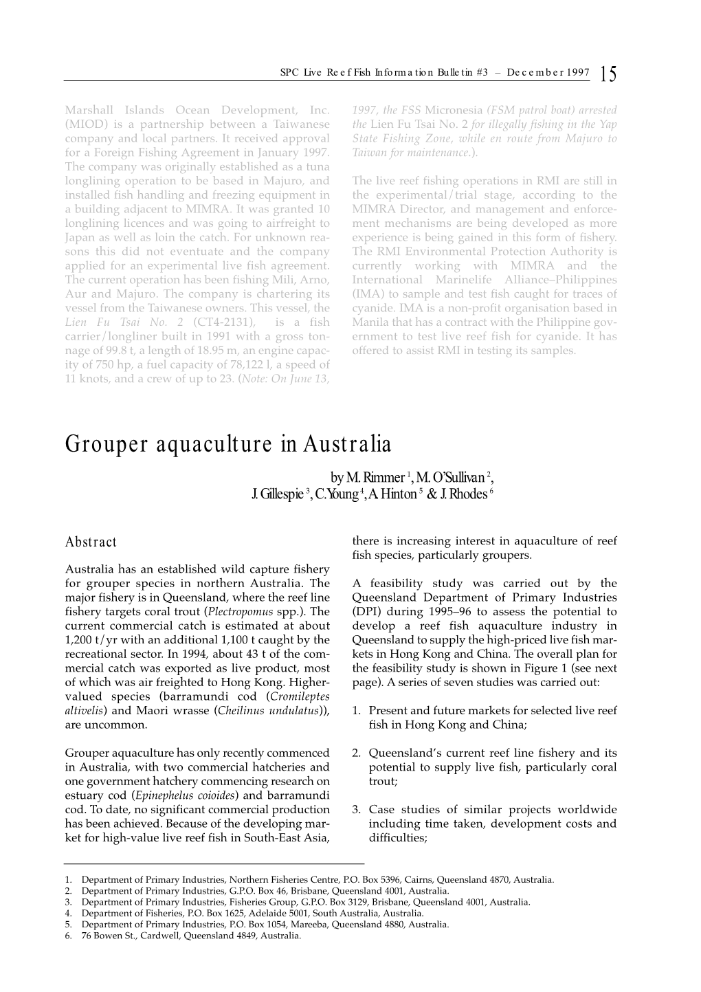 Grouper Aquaculture in Australia by M