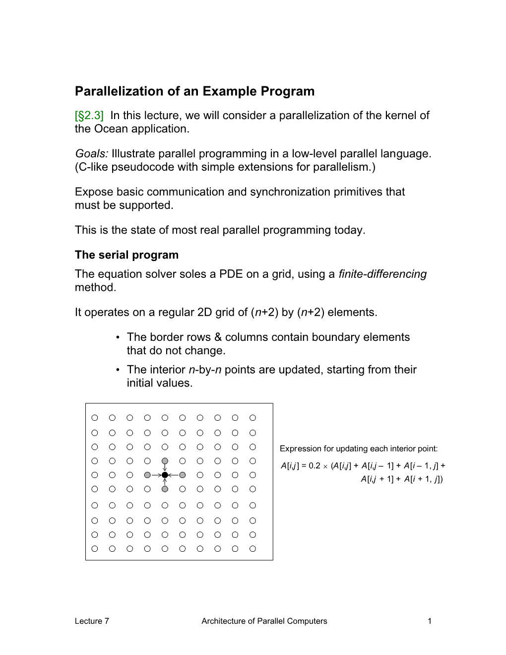 Parallelization of an Example Program