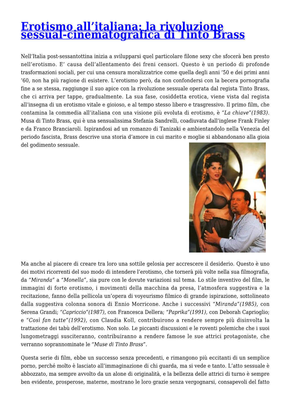 Erotismo All'italiana: La Rivoluzione Sessual-Cinematografica Di Tinto