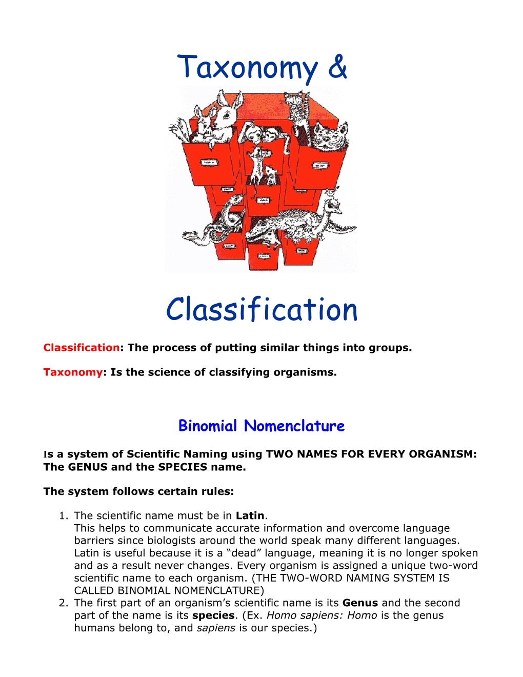 Taxonomy & Classification