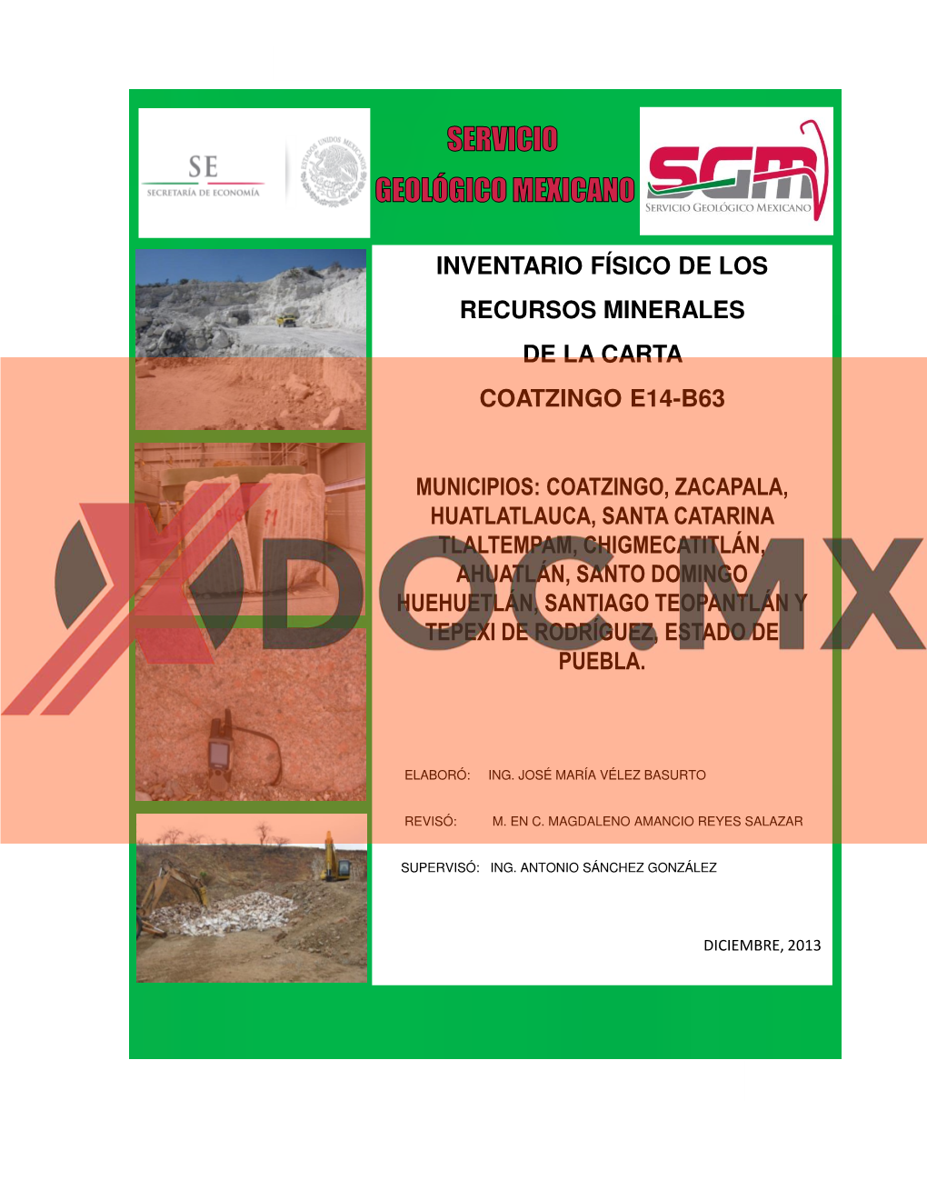 Inventario Físico De Los Recursos Minerales De La Carta Coatzingo E14-B63