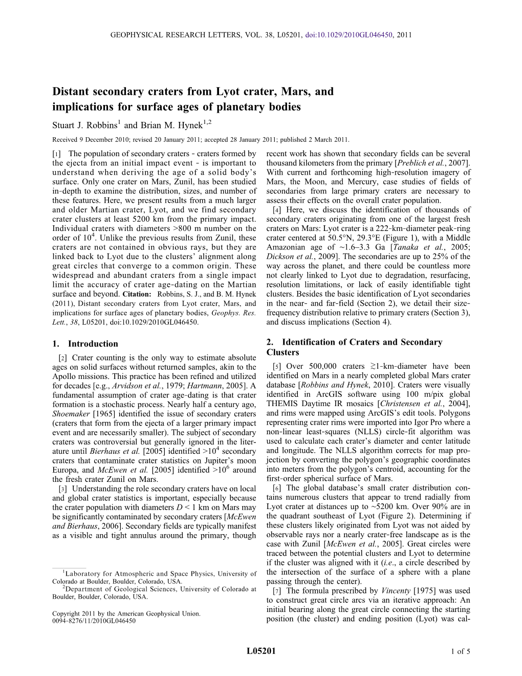 Distant Secondary Craters from Lyot Crater, Mars, and Implications for Surface Ages of Planetary Bodies Stuart J