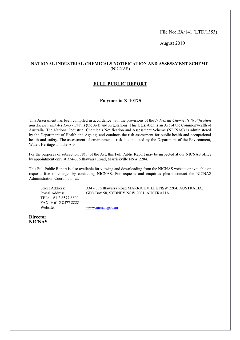 National Industrial Chemicals Notification and Assessment Scheme s21