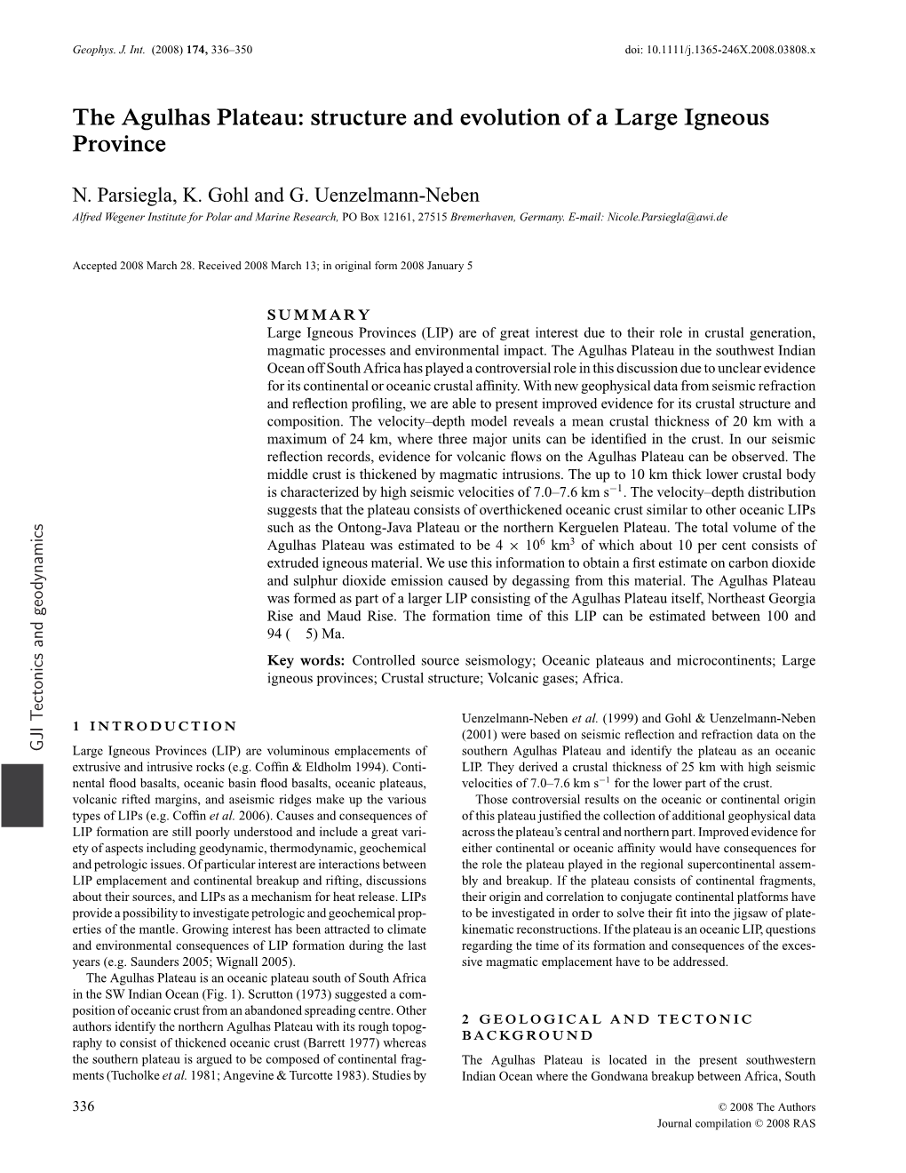 The Agulhas Plateau: Structure and Evolution of a Large Igneous Province