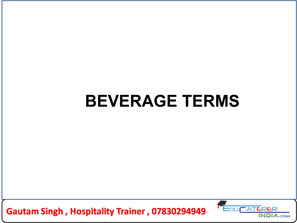 Beverage Terms Bar Terms