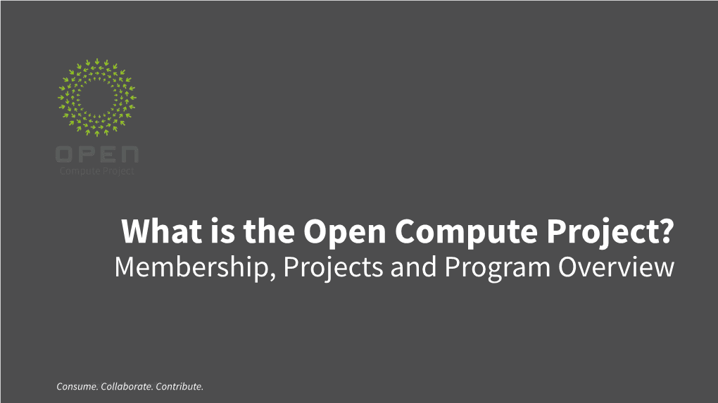 OCP Community: Projects & Sub-Projects