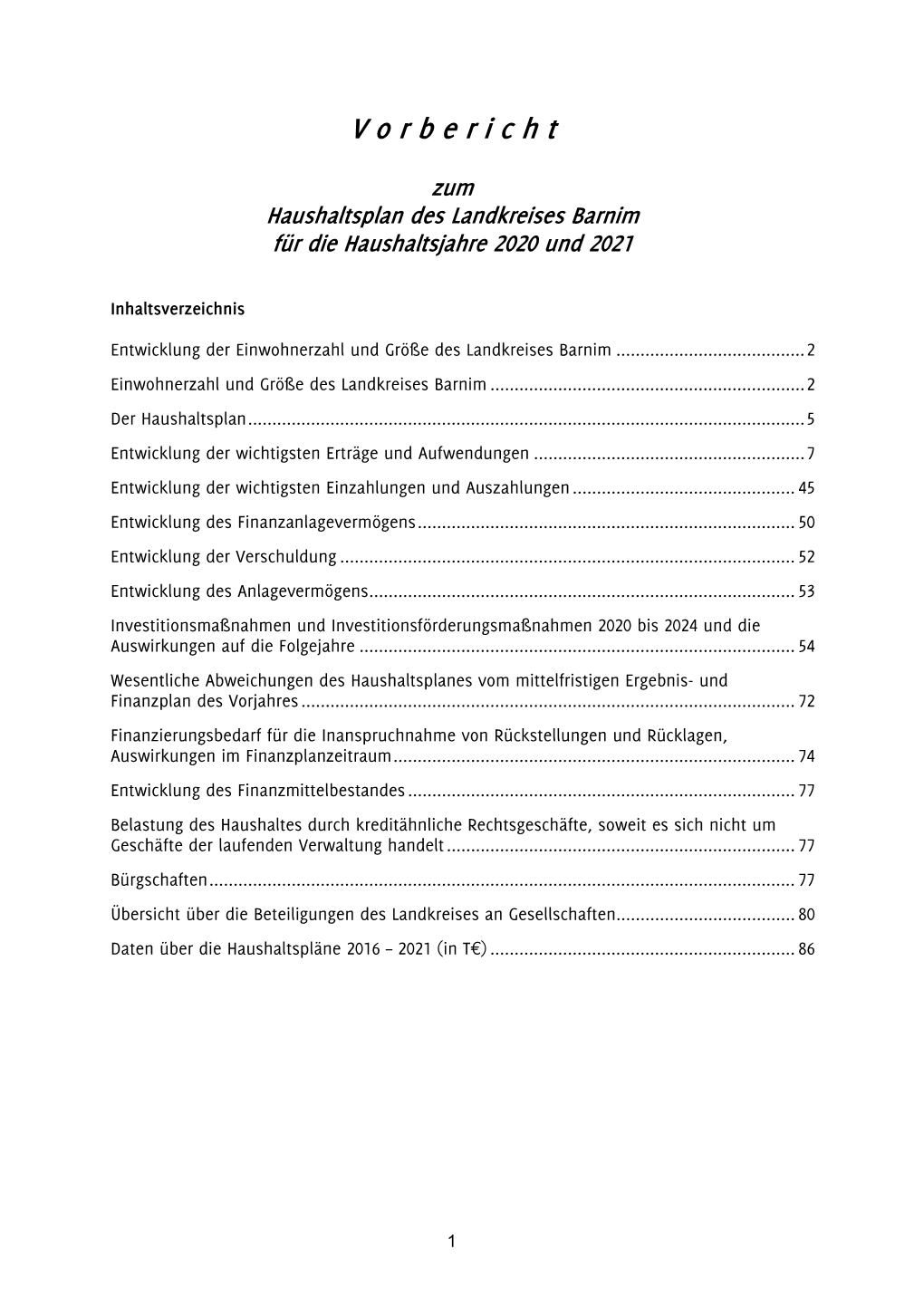 V Orbericht Zum Haushaltsplan Des Landkreises