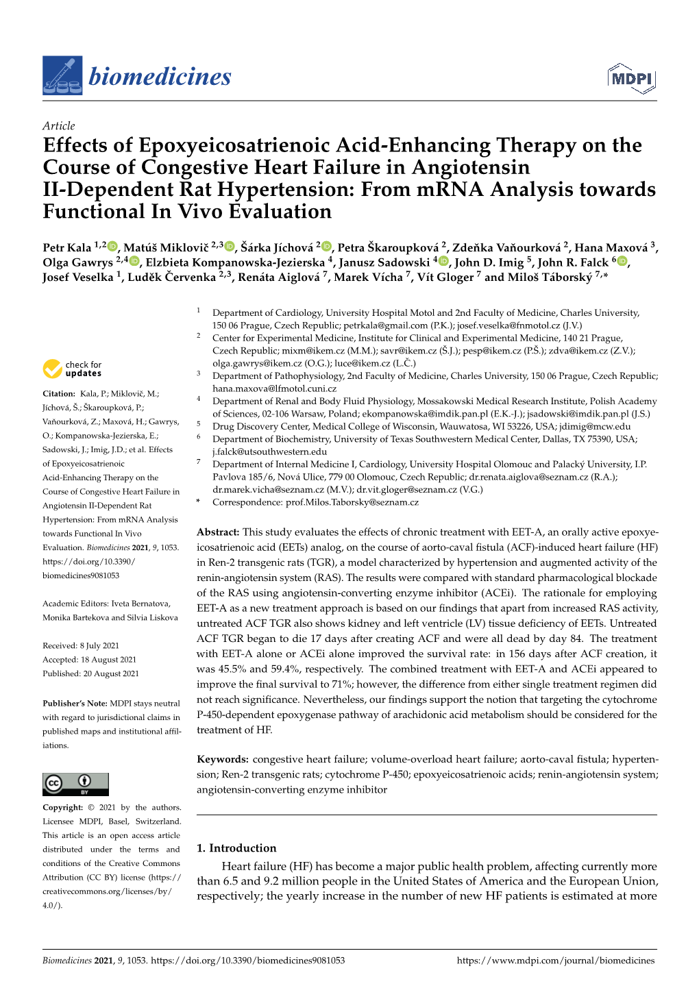 Effects of Epoxyeicosatrienoic Acid-Enhancing Therapy on the Course of Congestive Heart Failure in Angiotensin II-Dependent