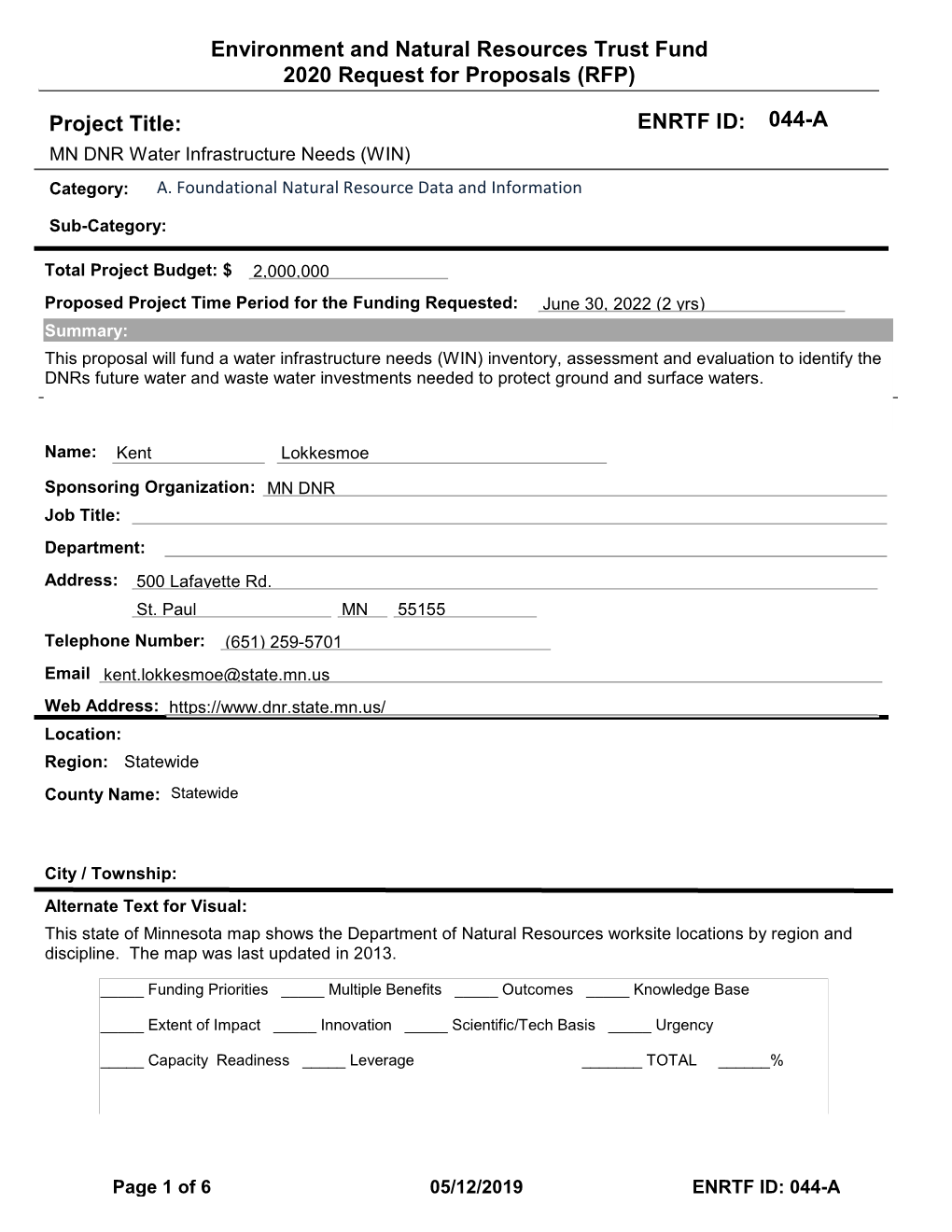 Environment and Natural Resources Trust Fund 2020 Request for Proposals (RFP)