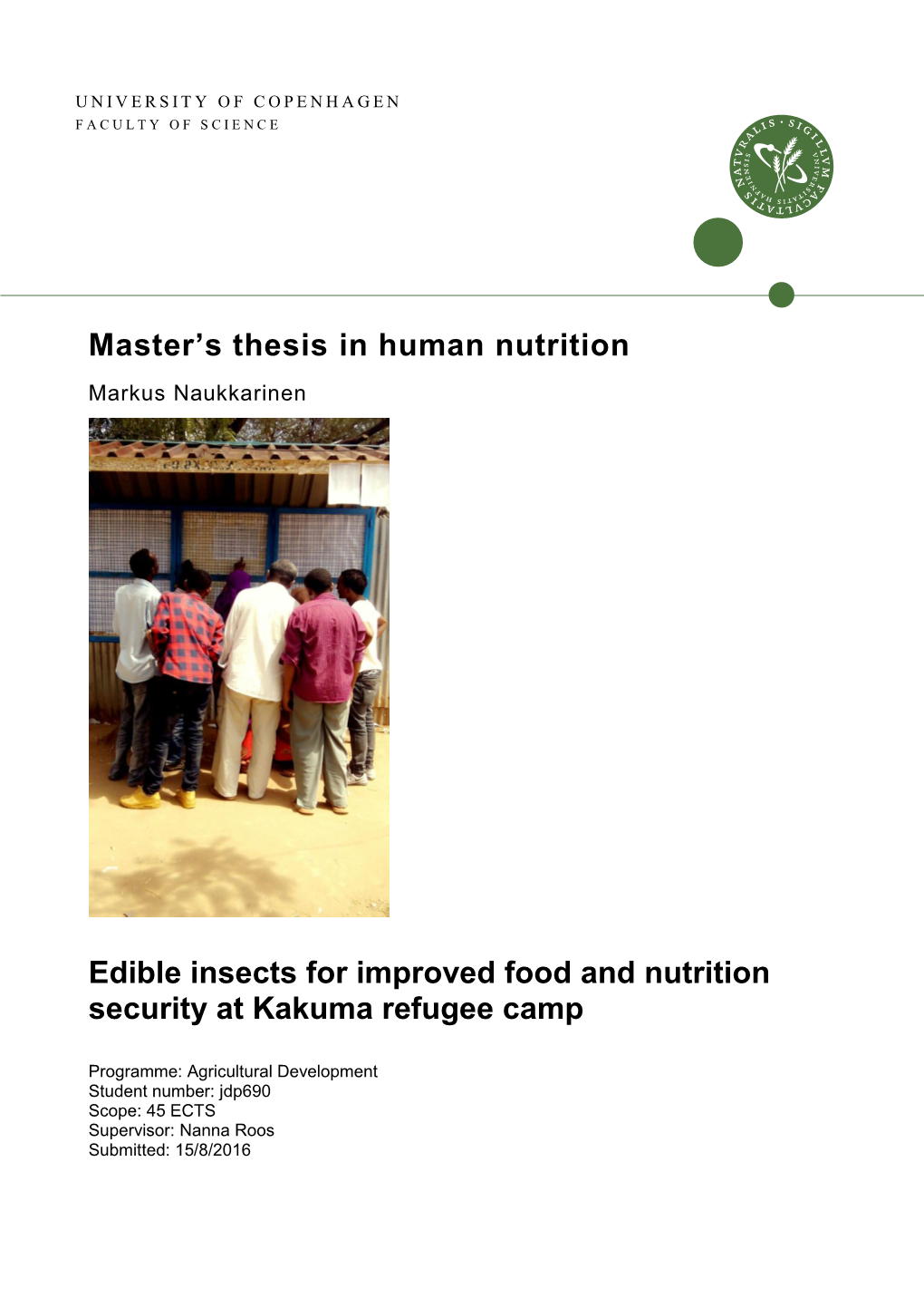 Edible Insects for Improved Food and Nutrition Security at Kakuma Refugee Camp