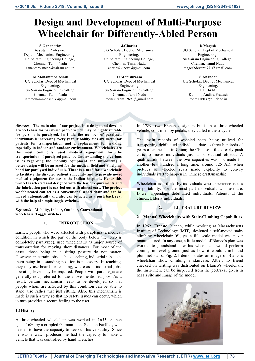 Design and Development of Multi-Purpose Wheelchair for Differently-Abled Person