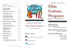Film Culture Program Dr