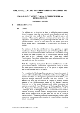 FENS, Including LOWLAND RAISED BOG and LIMESTONE MARSH and VALLEY