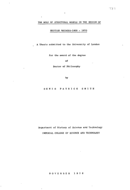 1870 a Thesis Submitted to the University of London F