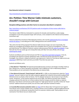 Petition: Time Warner Cable Mistreats Customers, Shouldn't Merge With