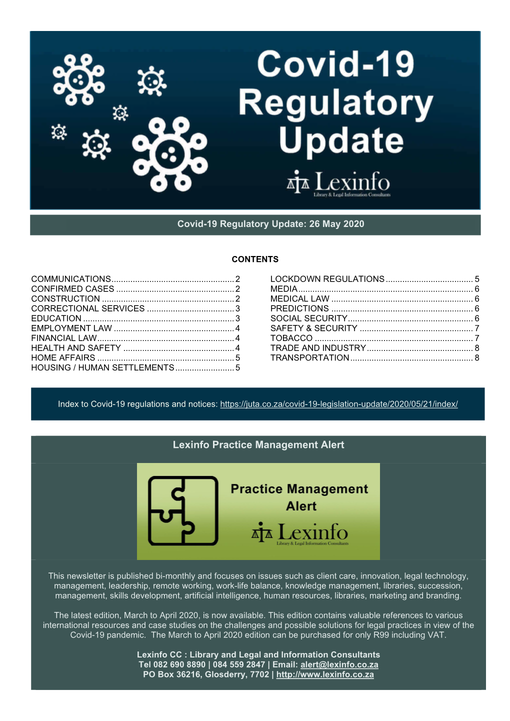 Covid-19 Regulatory Update 26May2020