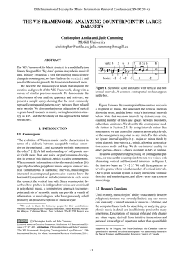 The Vis Framework: Analyzing Counterpoint in Large Datasets