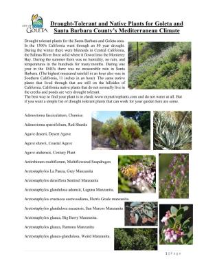 Drought-Tolerant and Native Plants for Goleta and Santa Barbara County’S Mediterranean Climate