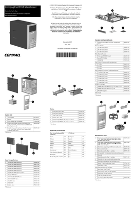 Compaq Evo D310 Microtower Compaq, the Compaq Logo, Evo, HP and the HP Logo Are Trademarks of Hewlett-Packard Development Company, Illustrated Parts Map L.P