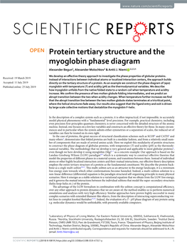 Protein Tertiary Structure and the Myoglobin Phase Diagram Alexander Begun1, Alexander Molochkov1 & Antti J
