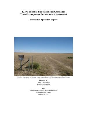 Kiowa and Rita Blanca National Grasslands Travel Management Environmental Assessment
