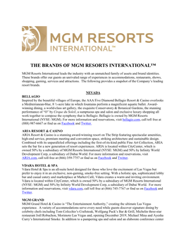 The Brands of Mgm Resorts International™