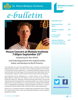 Fall 2019 E-Bulletin Inside This Issue