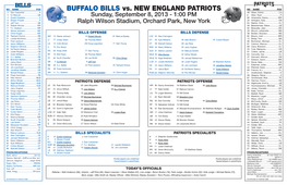 Buffalo Bills Vs. NEW ENGLAND PATRIOTS No Name Pos 2 Dan Carpenter
