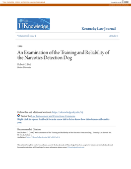 An Examination of the Training and Reliability of the Narcotics Detection Dog Robert C