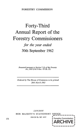 Forestry Commission 43Rd Annual Report 1962