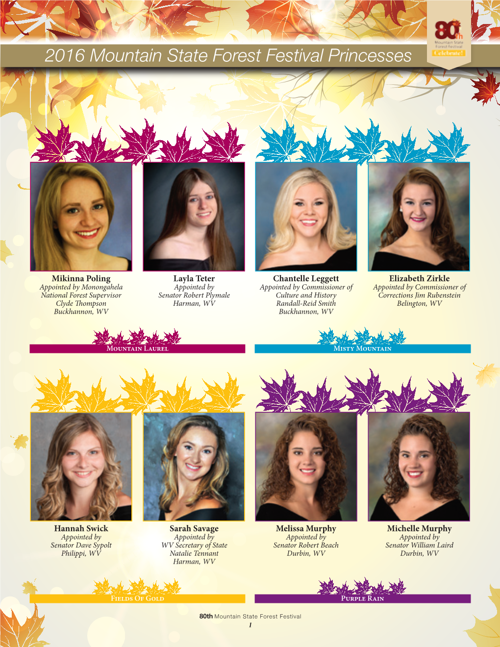 2016 Mountain State Forest Festival Princesses