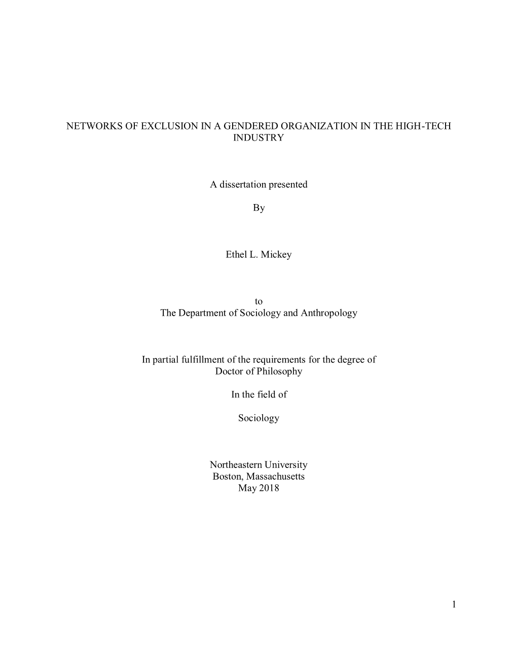 Networks of Exclusion in a Gendered Organization in the High-Tech Industry