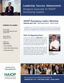 Leadership. Success. Advancement. Designed Especially for NAIOP Developing Leaders