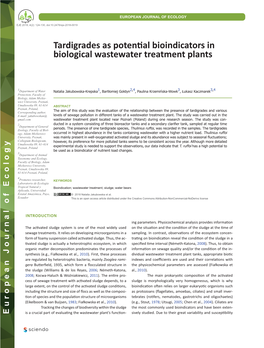 Tardigrades As Potential Bioindicators in Biological Wastewater Treatment Plants