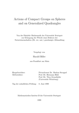 Actions of Compact Groups on Spheres and on Generalized Quadrangles