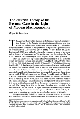 The Austrian Theory of the Business Cycle in the Light of Modern Macroeconomics