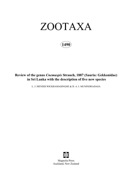 Zootaxa, Review of the Genus Cnemaspis Strauch, 1887