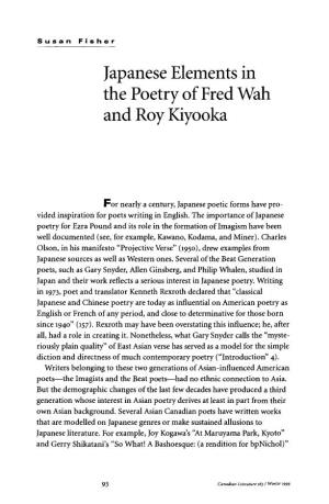 Japanese Elements in the Poetry of Fred Wah and Roy Kiyooka