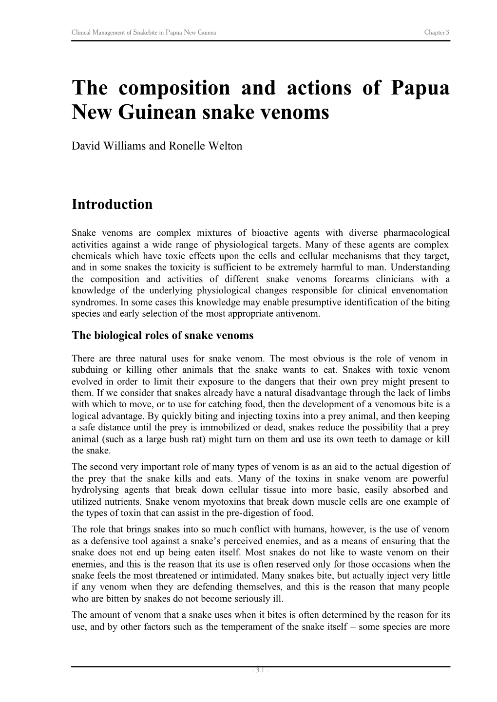 Chapter 3 Composition of PNG Snake Venoms