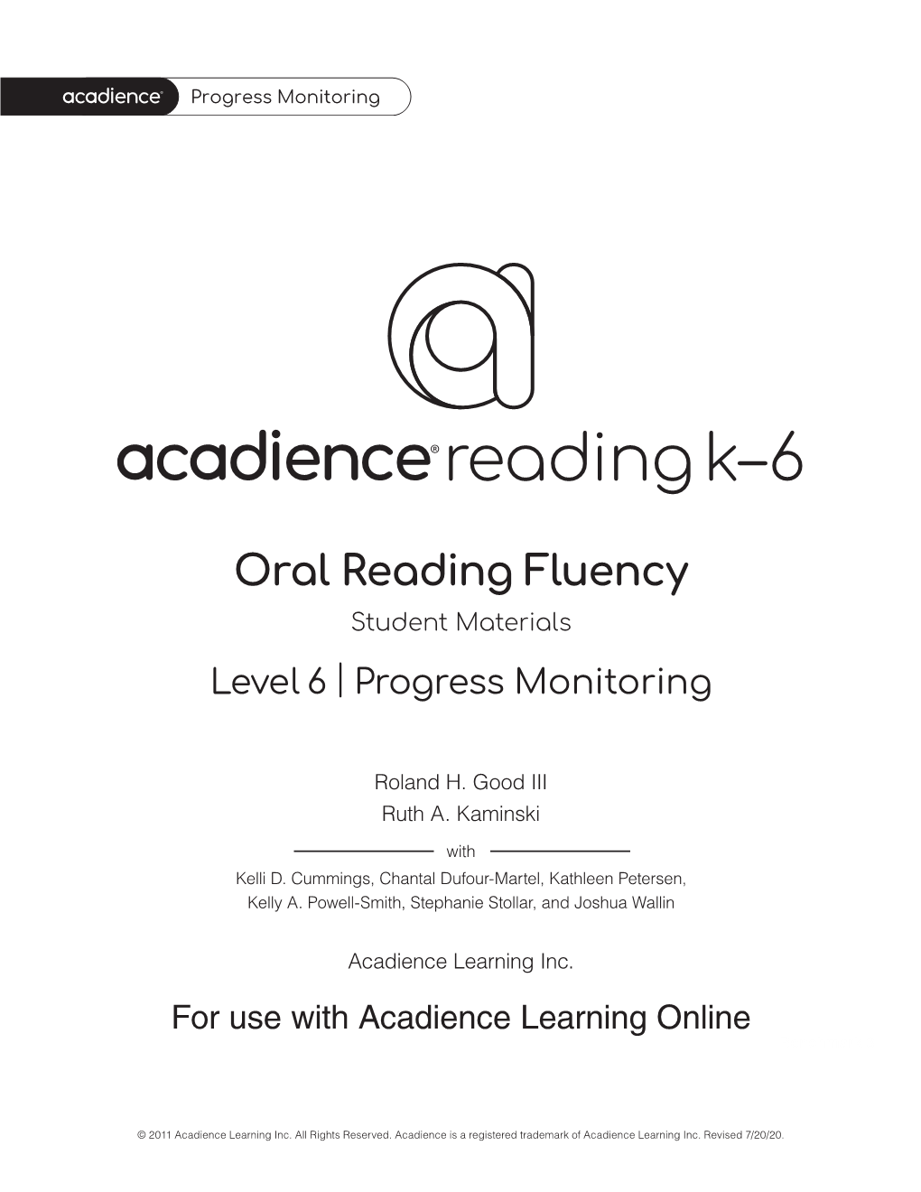 Oral Reading Fluency Student Materials Level 6 | Progress Monitoring