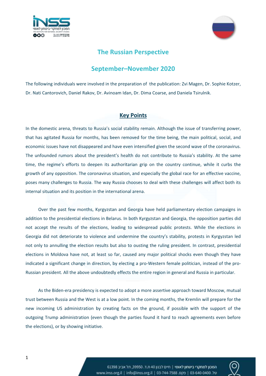 The Russian Perspective September–November 2020