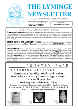 THE LYMINGE NEWSLETTER for the Communities of LYMINGE, ETCHINGHILL, RHODES MINNIS and POSTLING