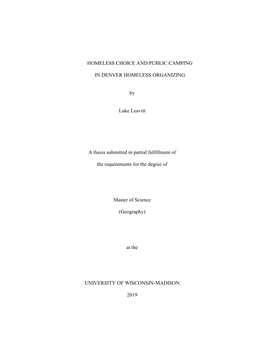 Homeless Choice and Public Camping in Denver Homeless