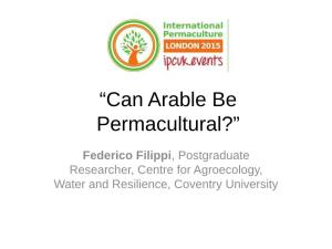 "Investigating the Potential of Applying Permaculture Principles to UK