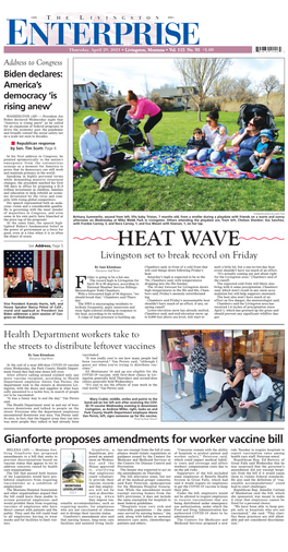 HEAT WAVE See Address, Page 5 Livingston Set to Break Record on Friday